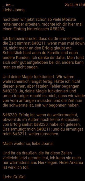 Kundenerlebnisse-Hexe Arkania7-